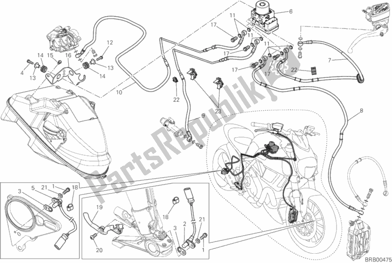 Todas as partes de Abs Do Sistema De Travagem do Ducati Diavel Diesel 1200 2017